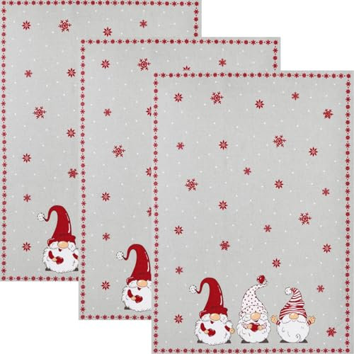 Geschirrtuch Abtrockentuch Küchentuch 3er Pack | Halbleinen | 50x70 cm Winterwichtel