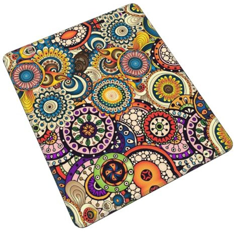 Zhengjia Mauspad mit ethnischen Kreisen, Blumenmuster, rutschfeste Gummiunterseite, Tastatur-Pad, Gaming-Mauspad