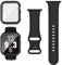 Raradev 3-in-1 per Cinturini Apple Watch 40mm con Custodia e Proteggi Schermo, Cinturino Sportivo in Silicone e Cover Protettiva con Vetro Temperato 9H per iWatch Serie 6/5/4/SE, Nero