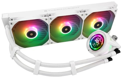 Thermalright CORE Vision 360 White ARGB-360mm AIO CPU Liquid Cooler,IPS LCD Screen with 480 * 480 Resolution,for AM4/AM5/Intel LGA1700/1851,‘2.1 inch’Magnet-Absorbent LCD Screen for Images