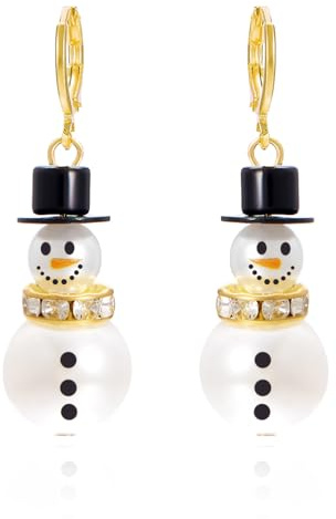 fdsmall Schneemann Ohrringe für Frauen Strass Schneemann Dangle Ohrringe Silber CZ Schneemann Ohrringe Funkelnde Weihnachten Ohrstecker Schmuck Geschenk für Frauen
