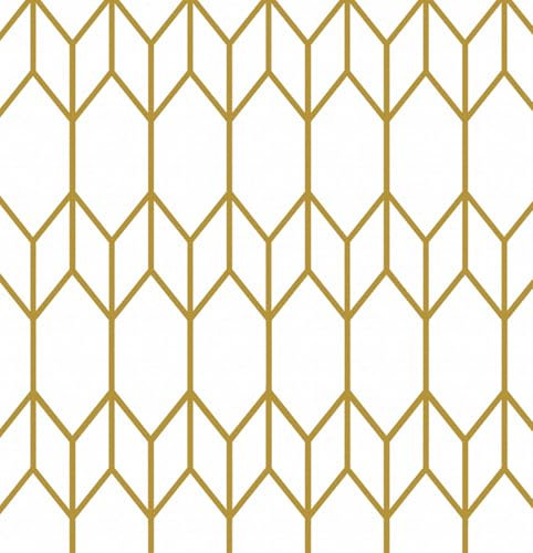 ConCus-T Gold Stripes Wallpaper Textured Geometric Contact Paper Self Adhesive Vinyl for Bathroom Living Room Bedroom Kitchen Wall Cabinets, 44.5 x 300CM