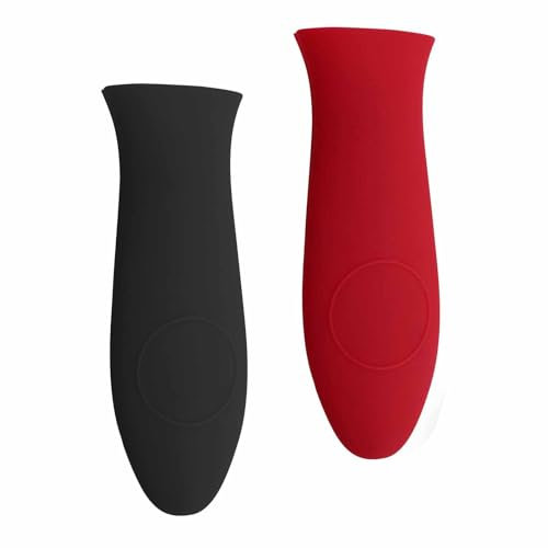 Silicone Hot Handle Holder, Pan Handle Sleeves Heat Protector Pan Handle Cover for Cast Iron Skillets, Silicone handle grips cast iron frying pan, 2 Pack