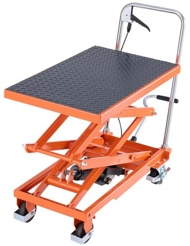 VEVOR Mesa Elevadora Hidráulica, Capacidad de 226,8 kg, Altura de Elevación de 300-1200 mm, Carrito de Mesa Elevadora de Tijera Doble con 4 Ruedas y Almohadilla Antideslizante para Manipulación
