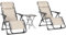 Outsunny Lot de 2 Chaise Longue Pliable et inclinable avec Table d'appoint, Fauteuil Relax Jardin de gravité zéro transat Bain de Soleil avec Porte-gobelets et appuie-tête, Charge 120 kg, Beige