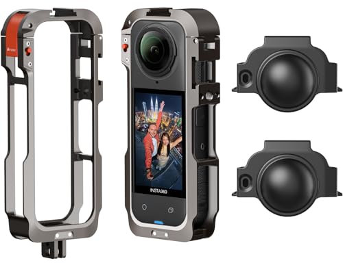 Amazear Metal Protective Case for Insta360 X5 Accessories, Insta 360 X5 Multifunction Utility Frame Stronger Construction Aluminum Cage with Quick-Release Lock, Various Expansion Mounts
