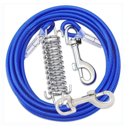 FTXanty Tie-Out Leinen für Hunde 3m Hundekette Leine Bissfest Kausichere Hundeleine mit Stoßdämpfender Blau Edelstahl Hundeleinen für Kleiner Hund Mittlerer Hund