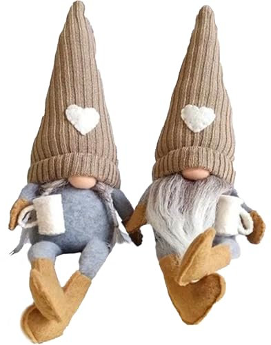 Gxdamxz Kaffee Wichtel Deko Innenbereich, Handgemachte Elf für Kaffeeliebhaber/Ostern, 2 Stück