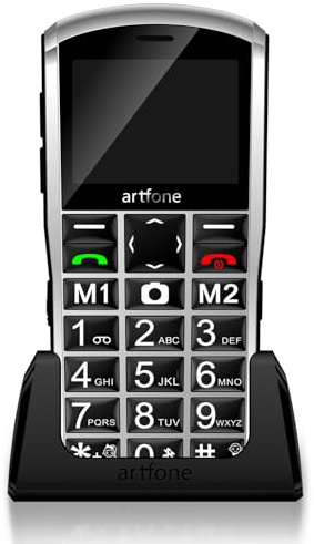 artfone A400 4G Seniorenhandy ohne Vertrag丨Großtasten-Handy für Senioren mit 2MP-Kamera & SOS-Taste丨2,4-Zoll Display丨1800mAh Akku丨Ladestation丨USB-C丨Stereo-Lautsprecher丨Zeitansagefunktion – Silber