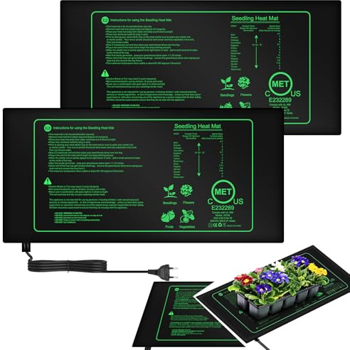 BORDEAG 2 Stücke Heizmatte Pflanzen, Heizmatte Mit Thermostat, Wärmematte Für Sämling Germination Und Haustier, Temperatur Heizkissen Zimmergewächshaus Für Pflanzen Sämlinge, Reptilien (25 * 52cm)