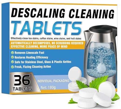 Wansive Kettle Descaler Tablets, 36 Packs Powerful Limescale Removal, Effectively Removes Limescale from Kettles, Coffee Makers, Irons, and Shower Heads