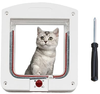 Katzenklappe Innentür 2 Weiß Mit 1 Schraubendreher 24 × 20 × 3cm Einfache Installation Katzenklappe Für Innen Außentür Fenster Wand Für Katzen Welpen