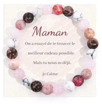 Seyaa Idee Cadeau Femme Bracelet Pierre Naturelle Bijoux Original Utile | Cadeau pour Maman Belle-mère Mamie Meilleure Amie Sœur Fille Marraine Nièce infirmière Tata Maîtresse, Cadeau Anniversaire