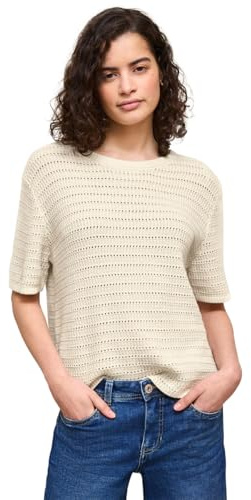 Street One Studio Damen Kurzarm Pullover mit Lochmuster