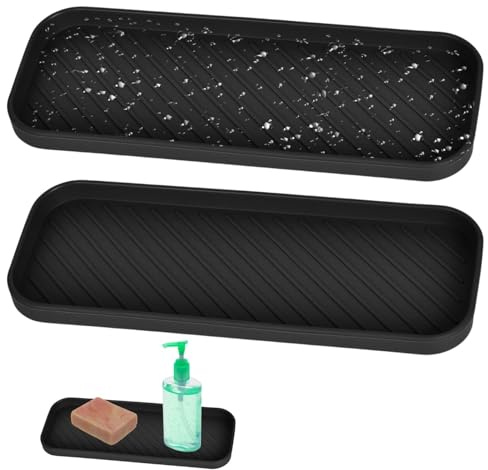 2 Pièces Organisateur d’Évier en Silicone Porte Éponge Cuisine Organisateur Étroit de Cuisine Tapis Égouttoir pour Éponges Brosses Liquide Vaisselle Savon