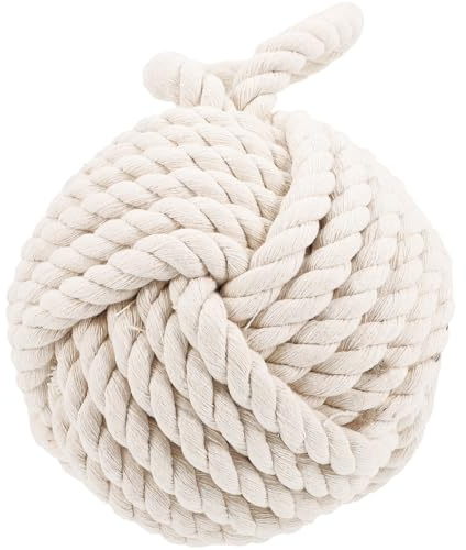 Amosfun Handmade White Linen Rope Ball Door Stopper Door Protector Anti-Collision Ball Nautical Knot Stop for Home and Office Decor