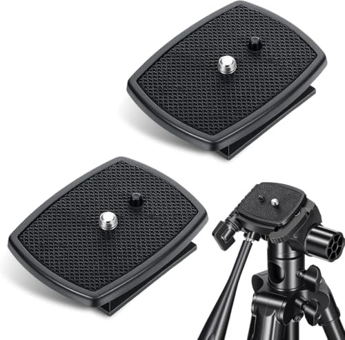2 Piezas Zapata Trípode Placa de Liberación Rápida para Cámara 43x43mm, Adaptador de Plató Rápido con Tornillo de 1/4 para DSLR, Trípode, Gimbal y Accesorios de Fotografía, Negro