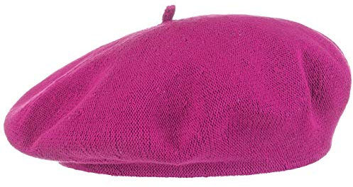 Lipodo Biskaya Baumwollbaske Damen - Baskenmütze aus 100% Baumwolle - Mütze One Size (53-58 cm) - Franzosenmütze Frühjahr/Sommer Fuchsia