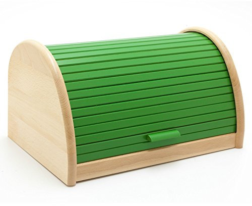HolzFee BK-BR Buche Brot-Kasten 39 cm Holz Brotbox Rollkasten (Grün)