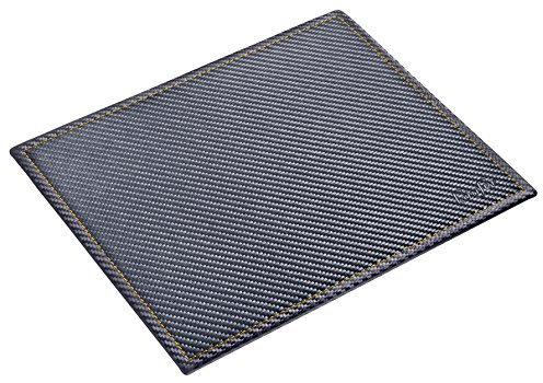 Läufer 37059 Concerto Mouse-Pad aus Leder, Echt Leder, schwarz, carbon, Ziernaht silber, Handgefertigt aus Echtleder in Deutschland, Mauspad aus Leder