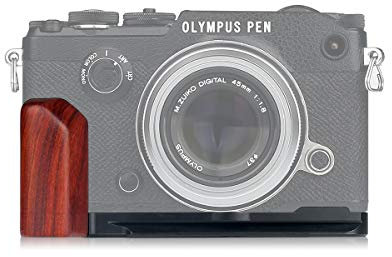 WEPOTO ECG4-R Hand Grip Quick Release Plate L Bracket QR Plate Compatible with Olympus Pen-f Camera -Aluminium Padauk