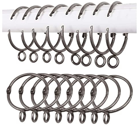 INCREWAY Curtain Rings, 16Pcs Sliding Eyelet Rings Metal Open and Close Drapery Rings Drape Sliding Curtain Pole Rings Hooks for Window Rods Shower Curtains, 1.5 Inch Inner Diameter,Gun Black