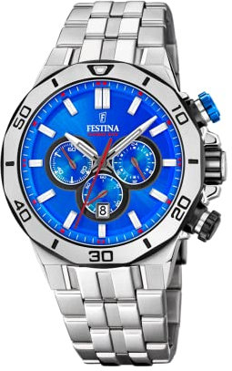 Festina Unisex Erwachsene Chronograph Quarz Uhr mit Edelstahl Armband F20448/2