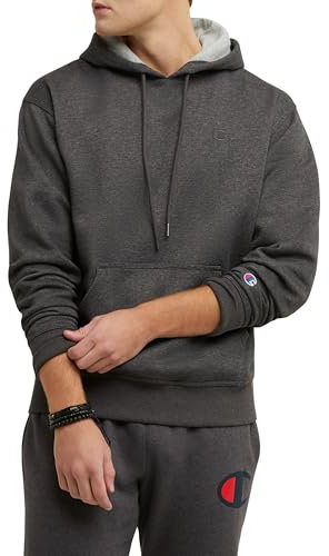 Champion Men's Powerblend Fleece Hoodie Hooded Sweatshirt, Darkgray, XS