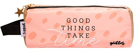Grupo Erik Unisex Kinder Glitter Etui, Rosa, 21cm