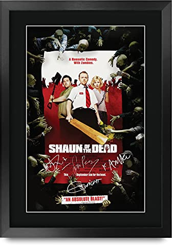HWC Trading Shaun of the Dead Simon Pegg Geschenke Geducktes Signiertes Autogramm Foto für Fans von Film Memorabilien - A3 Gerahmt