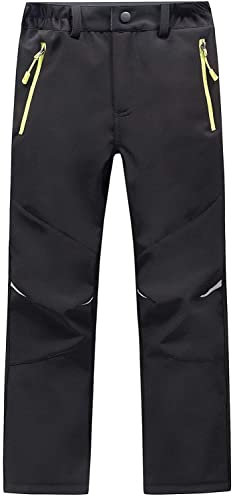 YUSHOW Kinder Softshellhose wasserdichte Skihose Gefüttert Winter Thermohose Winddicht Schneehose Jungen Mädchen Outdoor Wanderhose