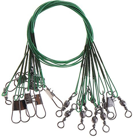 OriGlam - Filo da pesca, leader da pesca, attrezzatura da pesca in acciaio inox con girelle e moschettoni, 20 pezzi