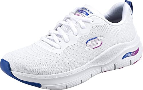 Skechers Arch Fit Infinity Cool, Zapatillas Mujer, White Mesh/Multi Trim, 36 EU