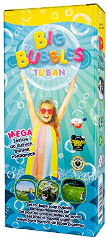 TUBAN Mega Seifenblasen Set für Riesenseifenblasen – Seifenblasen – Schnur + Ring + 250 ml Seifenblasenflüssigkeit + Konzentrat + 2 Plastikringe + Schale – Spielzeug für Kinder