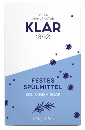 Klar Seifen Festes Spülmittel, 100g, mit Natron, mit Rosmarinduft, sehr langlebig, stark gegen Verschmutzungen, 11492