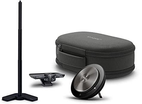 Jabra PanaCast Meet Anywhere+, Kit de visioconférence - Vue panoramique 4K, Jabra Speak 750 - Certifié UC, MS Teams, Zoom & Google Meet - Support de table, Étui de transport, câble USB de 1,8 m Noir