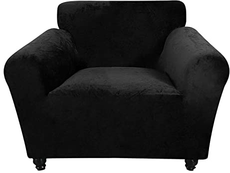 JHLD Stretch Sofabezug, Sofahusse Samt Couchbezug weiche Anti-rutsch Sofa Überwürfe Mit elastischem Boden Sofa Abdeckung Für Hunde -Schwarz-Klein