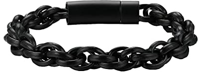 LaSua Mens Bracelet Stainless Steel Twisted Rope Chain Link Bracelets for Men Braided Bracelet Black Silver Bronze Gunmetal 7.5-9 Inch Graduation Gifts for Him Mens Jewelry, 8.6 inch, Stainless Steel,
