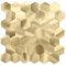 Selbstklebende Mosaikfliesen Wandfliesen aus Metall für Küche Bad, zum Abziehen und Aufkleben Hexagon klebefliesen (12 Stück, Gold)