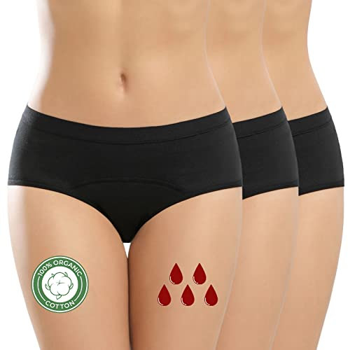 Nadeer Perioden Unterwäsche = 3-4 Tampons - Waschbar - Baumwolle - Menstruation - Mädchen Damen - Ecological - Menstruationsunterwäsche - Periodenslips - Period Briefs - Absorbent S/XXL