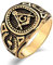 Whoiy Eheringe Edelstahl Gold, Vintage Ringe 17mm Punk Ringe Männer Freimaurer G Freimaurer Ringgröße 65 (20.7) Gravierbar