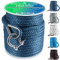 Premium Anchor Rope 100 ft x 3/8 inch, Solid Braid MFP Anchor Line Marine Rope with Thimble & Shackle - Navy Blue