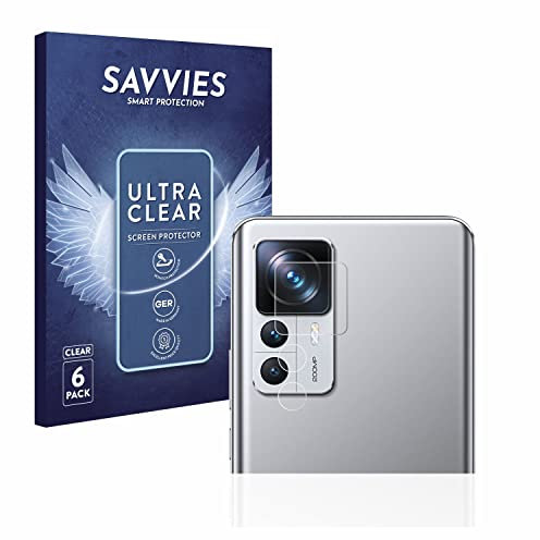Savvies 6 Stück Schutzfolie für Xiaomi 12T Pro (NUR Kameraschutz) Displayschutz-Folie Ultra-Transparent