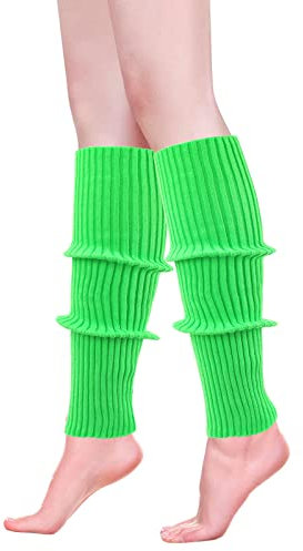 ONUPGO Stulpen für Frauen 80er Jahre Party Zubehör 80er Jahre Neon stricken gerippte Stulpen Mädchen Junior Winter Stulpen Socken (Green)