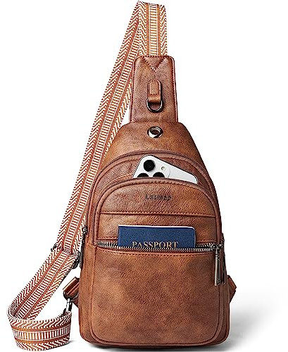 LATMAP Brusttasche Damen Herren crossbody bag damen kleine Sling Bag Gürteltasche Damen PU Leder Umhängetasche für Outdoorsport,Reisen,Radfahren