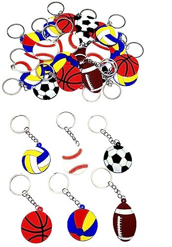JZK Lot de 30 porte-clés ballon de sport pour enfants, porte-clés en silicone pour enfants, cadeaux de fête d'anniversaire, cadeaux de fête d'enfants, cadeaux de remerciement