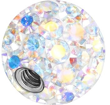 PIERCINGLINE Universelle Schraubkugel Kristalle + Epoxy Piercing Aufsätze Kugel Ersatz Regenbogen 1,2 x 3 mm