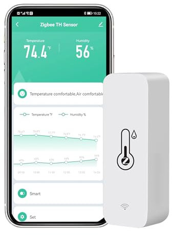 ZigBee Temperatur-Feuchtesensor, Tuya Innenthermometer Hygrometer mit Smarter Alarmfunktion, APP Aufzeichnung, Funktioniert mit Alexa, Google Home (Zigbee 3.0 Gateway is Required) (1-Pack)