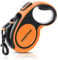 Hurluksi Retractable Dog Lead 5M /16ft Extendable Dog Leash, Heavy Duty Extension Dog Lead with Anti-Slip Handle and Quick Brake Button for Large Dogs Up to to 110lbs/50kg (Orange)