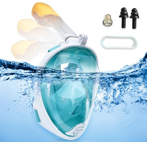 mizikuu Schnorchelmaske Vollmaske, Sichere Schnorchelmaske für Kinder ab Panorama-Vollgesichts Design mit 180-Grad-Sicht Tauchmasken leckagefreier Two-air Flow Defense Fog Passage